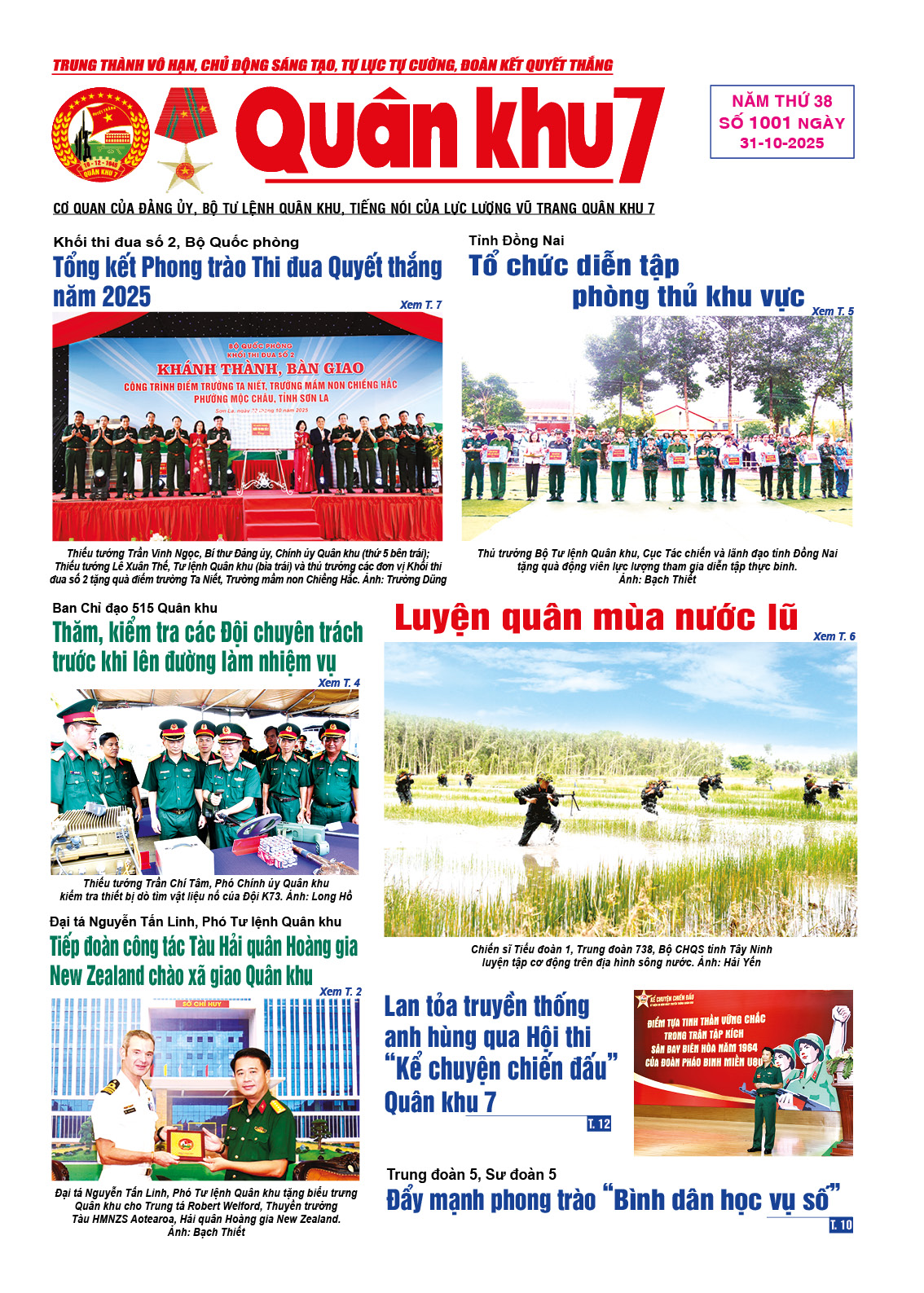 Báo Quân Khu 7 số 1001 ra ngày 31/10/2025