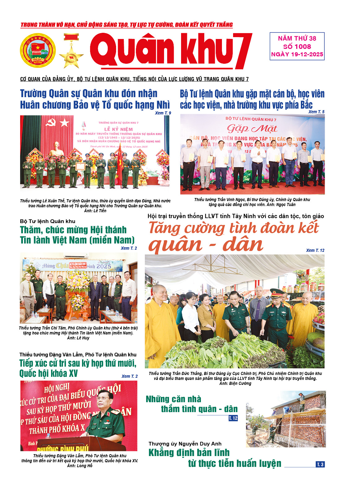 Báo Quân Khu 7 số 1008 ra ngày 19/12/2025