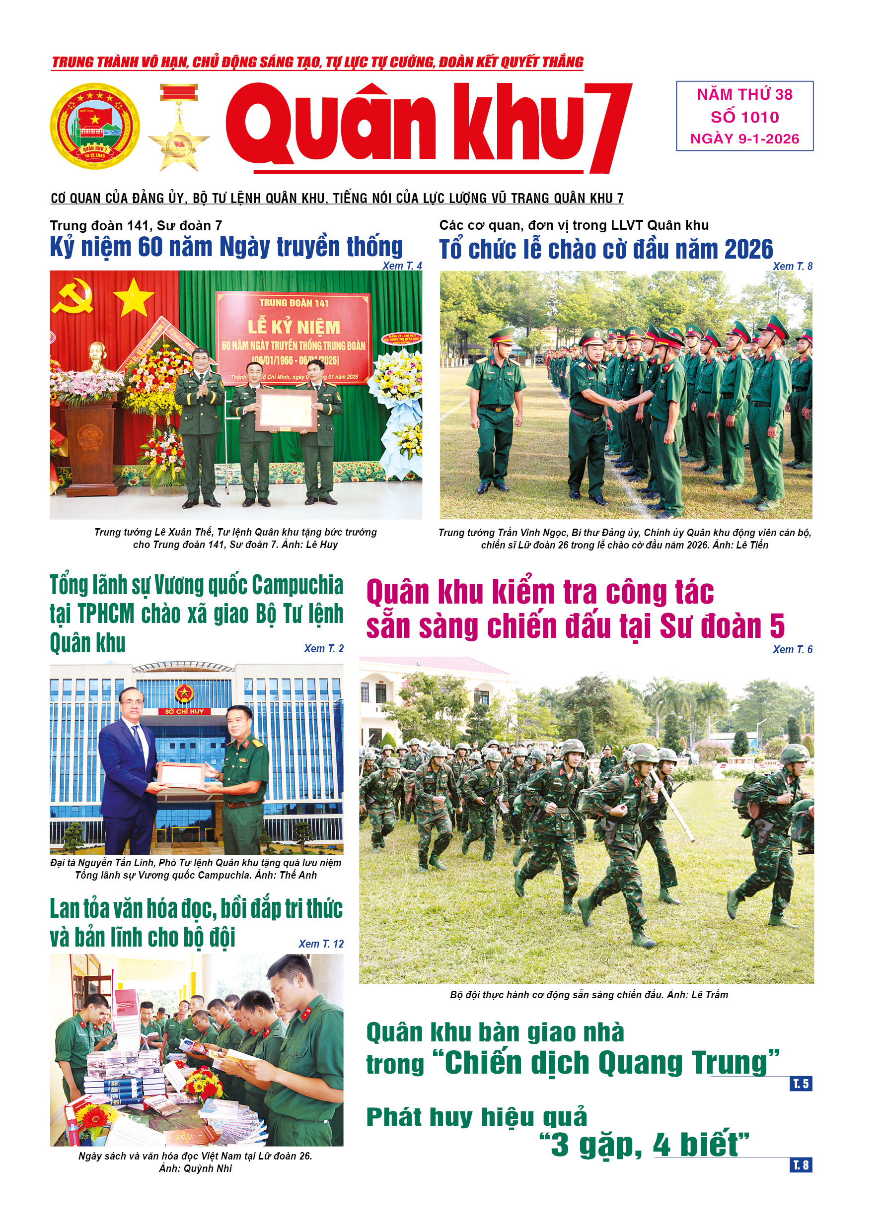 Báo Quân Khu 7 số 1010 ra ngày 09/01/2026