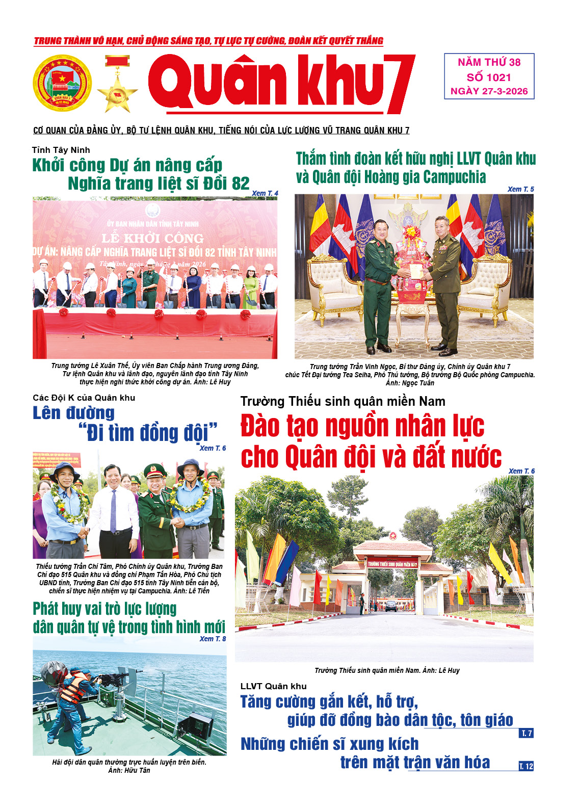 Báo Quân Khu 7 số 1021 ra ngày 27/03/2026