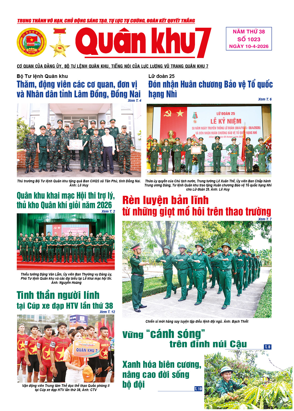 Báo Quân Khu 7 số 1023 ra ngày 10/04/2026