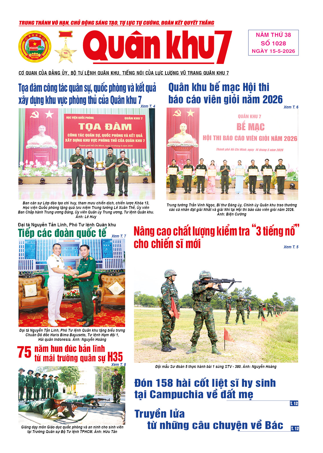 Báo Quân Khu 7 số 1028 ra ngày 15/05/2026