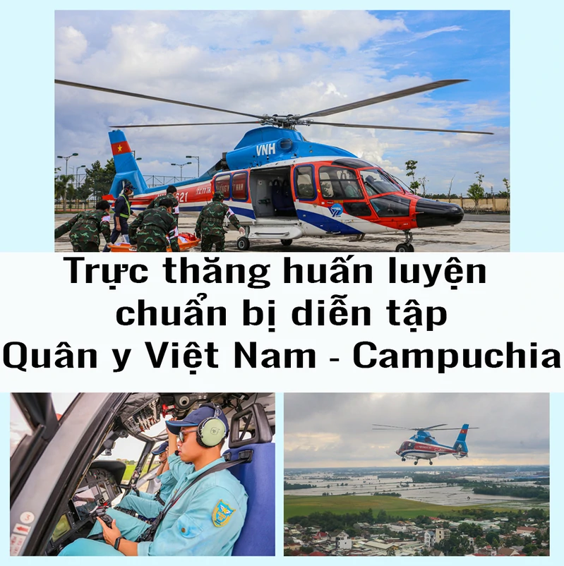 Trực thăng huấn luyện chuẩn bị diễn tập Quân y Việt Nam – Campuchia năm 2025