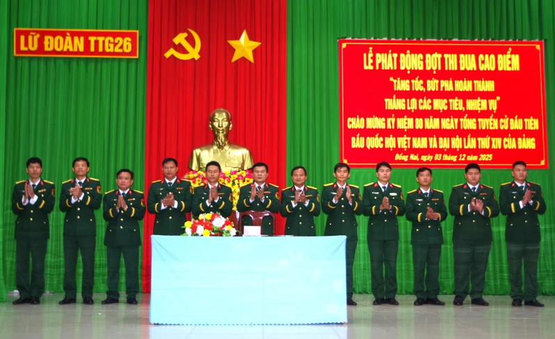 Lữ đoàn 26 phát động thi đua cao điểm chào mừng kỷ niệm 80 năm Ngày Tổng tuyển cử đầu tiên và Đại hội lần thứ XIV của Đảng