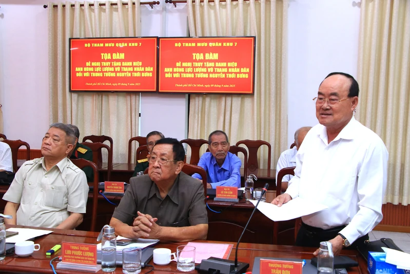 Bộ Tham mưu Quân khu 7 xét đề nghị truy tặng danh hiệu Anh hùng LLVT Nhân dân đối với Trung tướng Nguyễn Thới Bưng