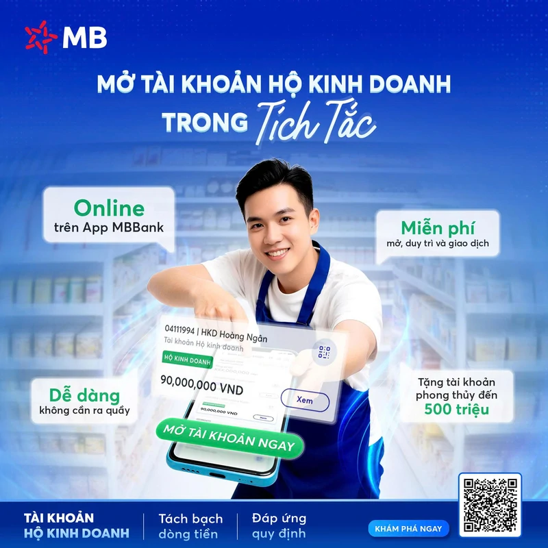 Ra mắt tính năng mở Tài khoản Hộ kinh doanh online 100% trên App Mbbank
