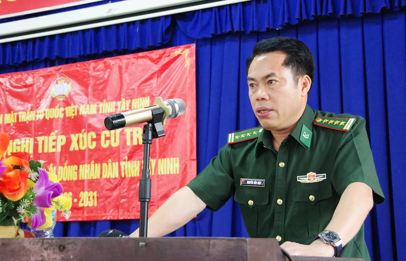 Đại tá Nguyễn Văn Giáp, Chỉ huy trưởng Ban Chỉ huy BĐBP tỉnh Tây Ninh tiếp xúc cử tri tại xã Đông Thành