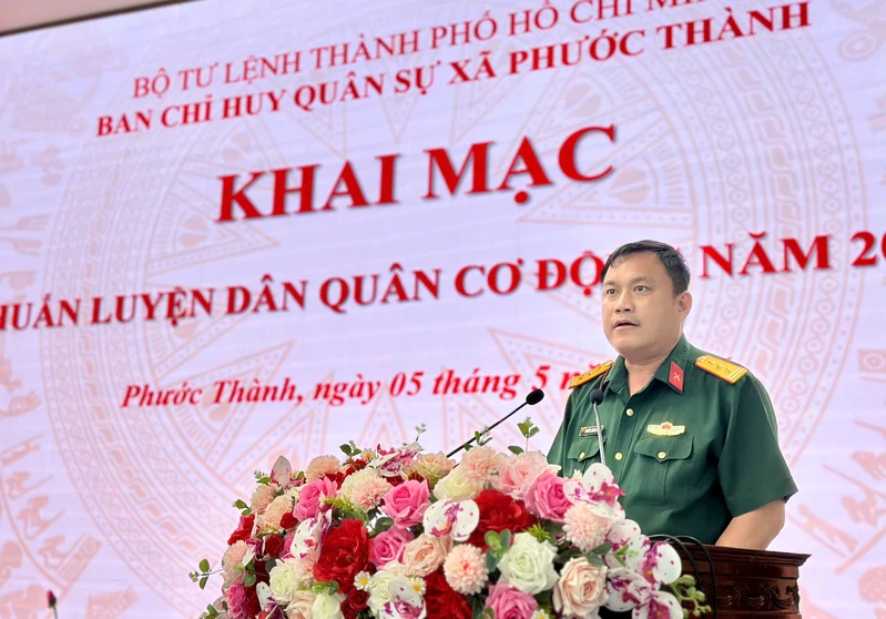 Ban CHQS xã Phước Thànhh khai mạc huấn luyện dân quân cơ động
