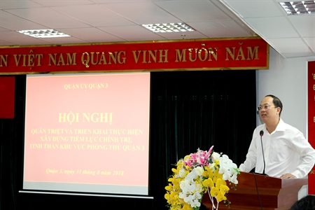 Quận 3, xây dựng tiềm lực chính trị, tinh thần khu vực phòng thủ gắn với xây dựng hệ thống chính trị vững mạnh