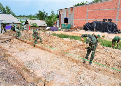 Đồn Biên phòng Long Khốt, Long An khởi công xây dựng nhà nhân ái