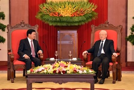 Tổng Bí thư, Chủ tịch nước Nguyễn Phú Trọng tiếp Thủ tướng Lào Thongloun Sisoulith