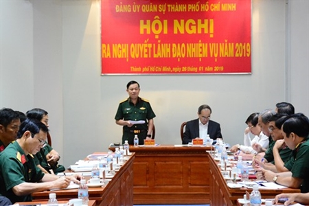 Phó Đô đốc Trần Hoài Trung dự hội nghị Đảng ủy Quân sự TP.HCM ra nghị quyết lãnh đạo năm 2019