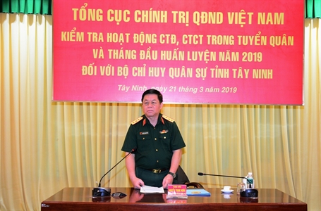 Thượng tướng Nguyễn Trọng Nghĩa kiểm tra tại Bộ Chỉ huy Quân sự tỉnh Tây Ninh