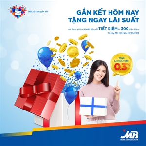 MB Bank: Lãi suất hấp dẫn từ chương trình gửi tiền tiết kiệm “Gắn kết hôm nay, tặng ngay lãi suất”
