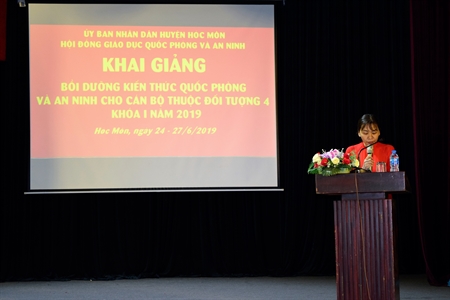 Ban Chỉ huy Quân sự huyện Hóc Môn bồi dưỡng kiến thức quốc phòng và an ninh cho cán bộ đối tượng 4