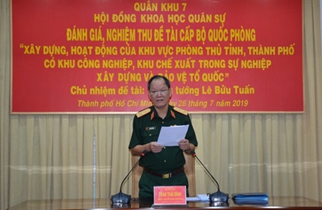 Hội đồng Khoa học Quân sự Quân khu 7 đánh giá, nghiệm thu đề tài cấp Bộ Quốc phòng