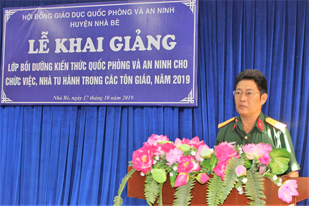Hơn 60 vị chức sắc, chức việc, nhà tu hành huyện Nhà Bè được bồi dưỡng kiến thức quốc phòng và an ninh