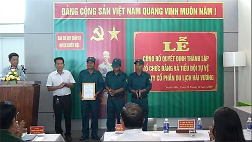 Huyện Xuyên Mộc, tỉnh Bà Rịa-Vũng Tàu thành lập tổ chức Đảng và Tiểu đội tự vệ Công ty cổ phần du lịch Hải Vương (Sanctuary)