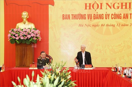 Tổng Bí thư, Chủ tịch nước Nguyễn Phú Trọng dự Hội nghị Ban Thường vụ Đảng ủy Công an Trung ương