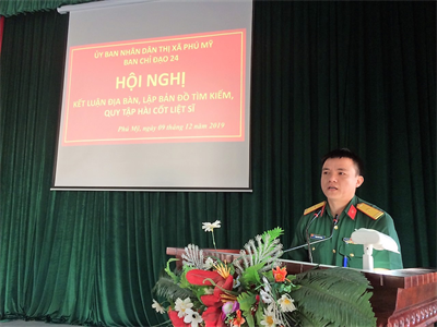 Thị xã Phú Mỹ, tỉnh Bà Rịa-Vũng Tàu kết luận địa bàn, lập bản đồ tìm kiếm, quy tập hài cốt liệt sỹ