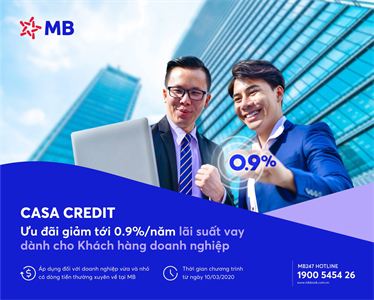 Casa Credit - Chương trình ưu đãi lãi suất vay của MB dành cho khách hàng doanh nghiệp mùa Covid