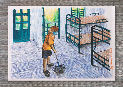 Cuộc sống trong khu cách ly qua tranh vẽ