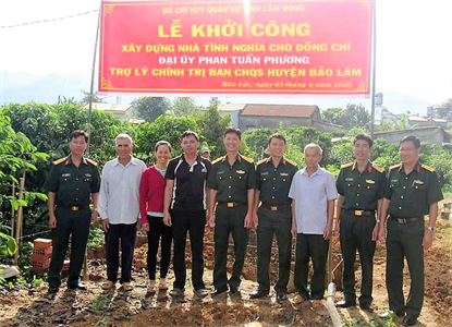Bộ Chỉ huy Quân sự tỉnh Lâm Đồng khởi công xây dựng nhà ''Tình nghĩa đồng đội''