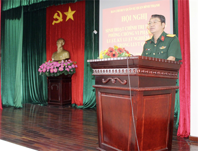 Ban CHQS Quận Bình Thạnh tổ chức sinh hoạt chính trị tư tưởng, phòng, chống vi phạm pháp luật, kỷ luật nghiêm trọng trong LLVT quận