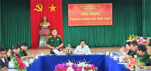 Đảng ủy Quân sự huyện Xuyên Mộc, tỉnh Bà Rịa-Vũng Tàu hội nghị phiên 6 tháng đầu năm 2020