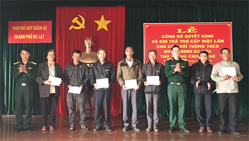 Ban Chỉ huy Quân sự TP Đà Lạt, tỉnh Lâm Đồng chi trả trợ cấp một lần cho các đối tượng