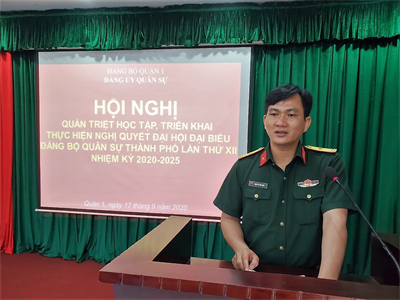 Đảng ủy Quân sự Quận 1 học tập, triển khai Nghị quyết Đảng bộ Quân sự Thành phố Hồ Chí Minh