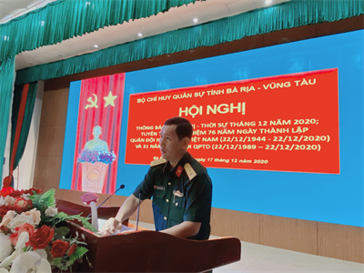 Bộ CHQS tỉnh Bà Rịa - Vũng Tàu thông báo thời sự tháng 12 năm 2020