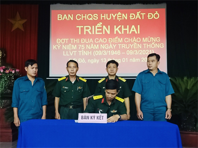 Ban  CHQS huyện Đất Đỏ phát động đợt thi đua chào mừng kỷ niệm 75 năm Ngày truyền thống LLVT tỉnh