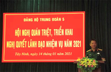 Đảng ủy Trung đoàn 5 quán triệt, triển khai nghị quyết lãnh đạo nhiệm vụ năm 2021