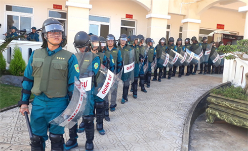 Diễn tập phương án đảm bảo an ninh trật tự bảo vệ Đại hội Đảng