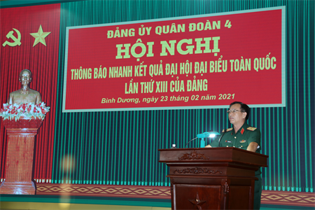 Đảng ủy Quân đoàn 4: Thông báo kết quả Đại hội lần thứ XIII của Đảng