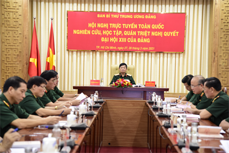 Bộ Tư lệnh Quân khu 7 tham dự hội nghị trực tuyến toàn quốc nghiên cứu, học tập, quán triệt, tuyên truyền Nghị quyết Đại hội XIII của Đảng