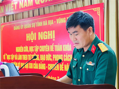 Đảng ủy Quân sự tỉnh Bà Rịa - Vũng Tàu học tập chuyên đề về tư tưởng, đạo đức, phong cách Hồ Chí Minh