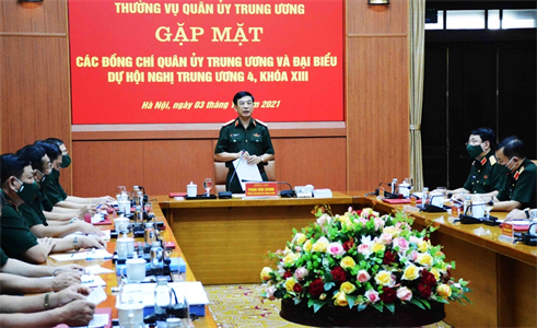 Đại tướng Phan Văn Giang chủ trì gặp mặt các đồng chí Quân ủy Trung ương và đại biểu Quân đội dự Hội nghị Trung ương 4, khóa XIII
