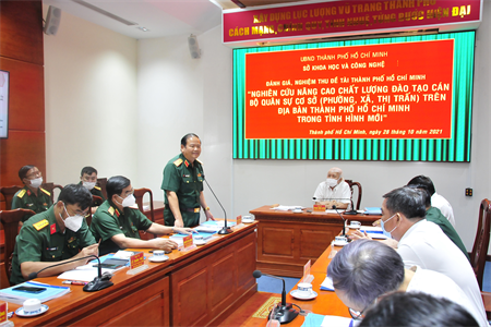 Nghiệm thu đề tài nâng cao chất lượng đào tạo cán bộ quân sự cơ sở trên địa bàn TP.HCM