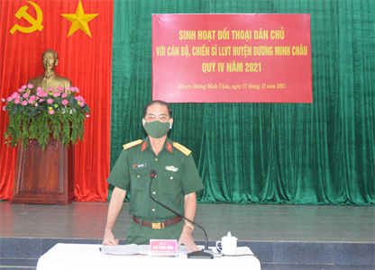Bộ CHQS tỉnh Tây Ninh đối thoại dân chủ tại huyện Dương Minh Châu