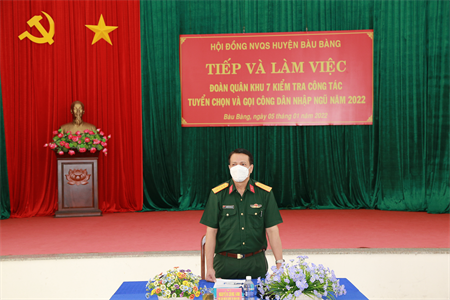 Bộ Tư lệnh Quân khu 7 kiểm tra công tác tuyển quân tại huyện Bàu Bàng