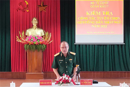 Thiếu tướng Du Trường Giang, Phó Tư lệnh Quân khu kiểm tra công tác tuyển quân tại huyện Đạ Tẻh