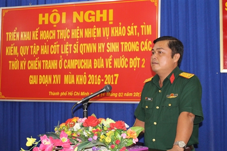 Đội K70 triển khai nhiệm vụ tìm kiếm, quy tập hài cốt liệt sĩ đợt 2 giai đoạn XVI mùa khô 2016 – 2017