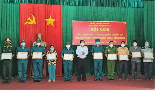Huyện Gò Dầu khen thưởng 28 tập thể, cá nhân hoàn thành tốt công tác tuyển quân năm 2022