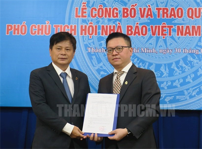 Đồng chí Trần Trọng Dũng làm Phó Chủ tịch Hội Nhà báo Việt Nam phụ trách phía Nam