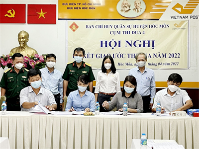 Cụm thi đua 4, Ban CHQS huyện Hóc Môn ký kết giao ước thi đua