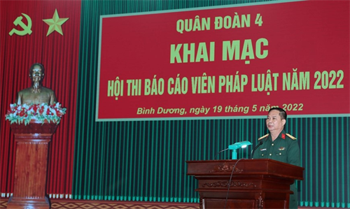 Quân đoàn 4 khai mạc hội thi báo cáo viên pháp luật năm 2022