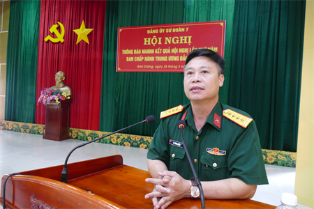 Đảng ủy Sư đoàn 7 thông báo kết quả Hội nghị Trung ương 5 khóa XIII