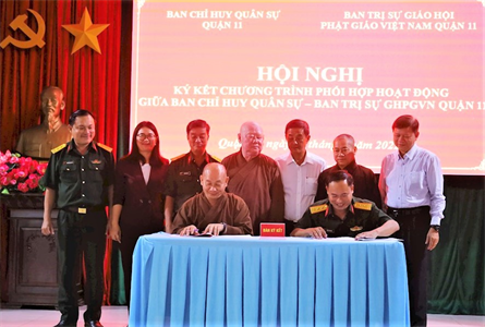 LLVT Quận 11 ký kết phối hợp với Ban Trị sự Giáo hội Phật giáo Việt Nam quận